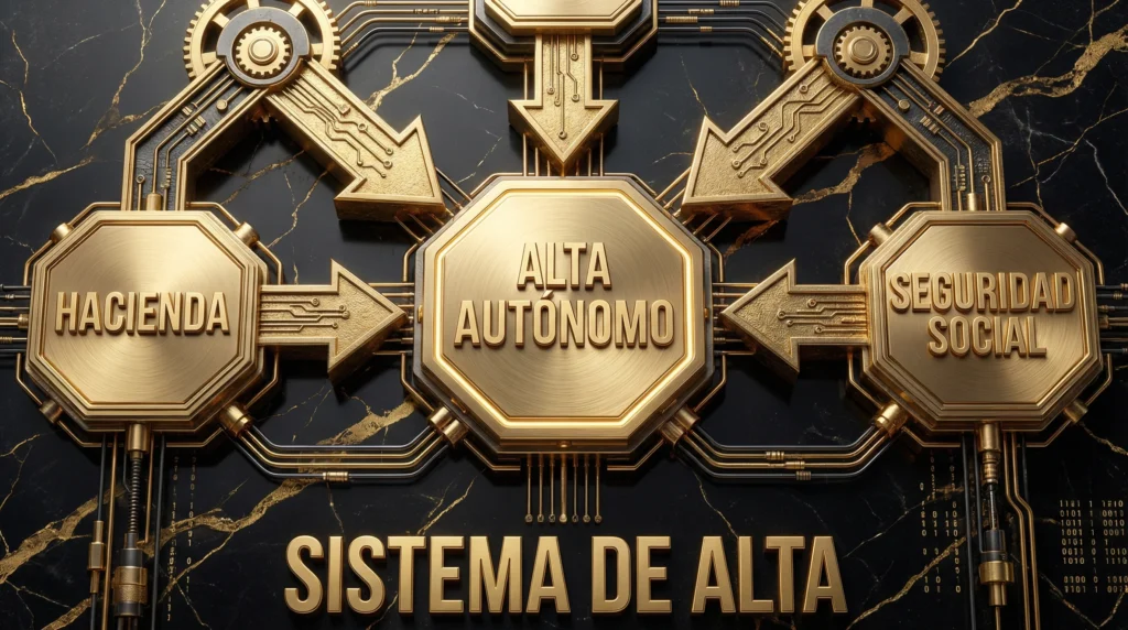 Alta de Autónomo 2026: diagrama del sistema de sincronización entre Hacienda y Seguridad Social