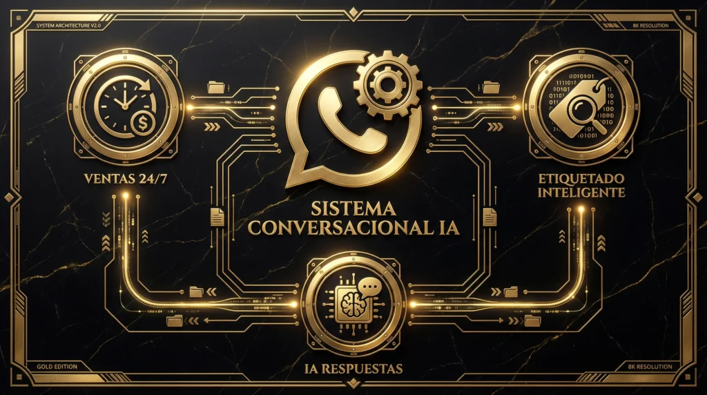 WhatsApp Business 2026: sistema conversacional IA con ventas 24/7, etiquetado inteligente y respuestas automáticas