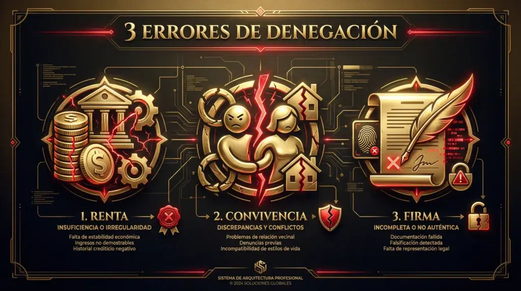 Infografía sobre los 3 errores más comunes que causan la denegación de la Ayuda de 200 euros.