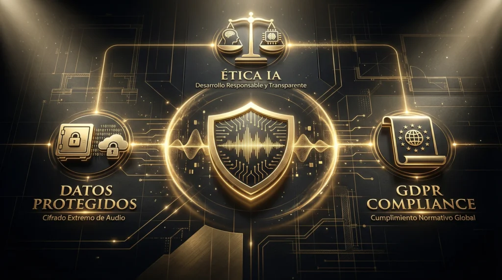 Transcribir reuniones con IA 2026: escudo de privacidad con datos protegidos, ética IA y GDPR compliance