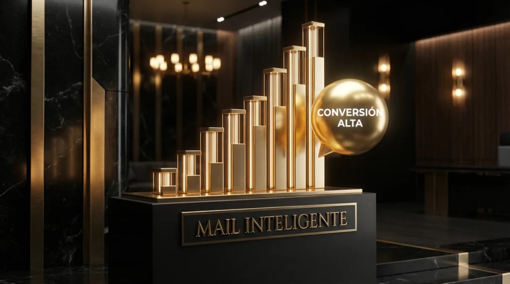 Emails con IA 2026: gráfico de conversión alta con mail inteligente automatizado
