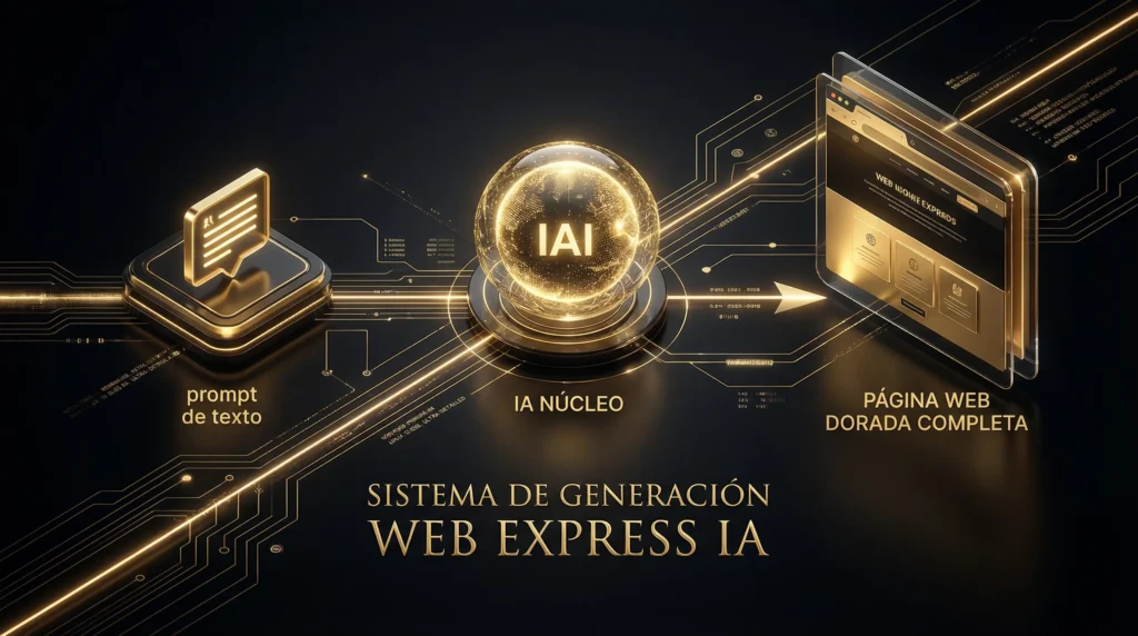 Crear una web gratis 2026: sistema de generación web express IA con prompt de texto, IA núcleo y página web completa