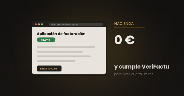 Navegador abierto en la sede de la Agencia Tributaria con la aplicación de facturación gratuita y la cifra de cero euros