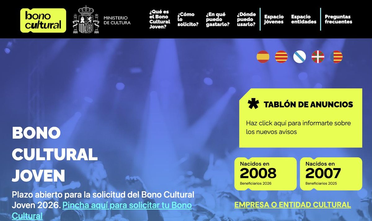 Portada del Bono Cultural Joven 2026 con el plazo abierto