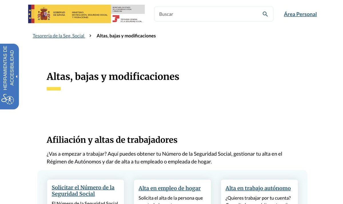 Sección Altas, bajas y modificaciones de Import@ss